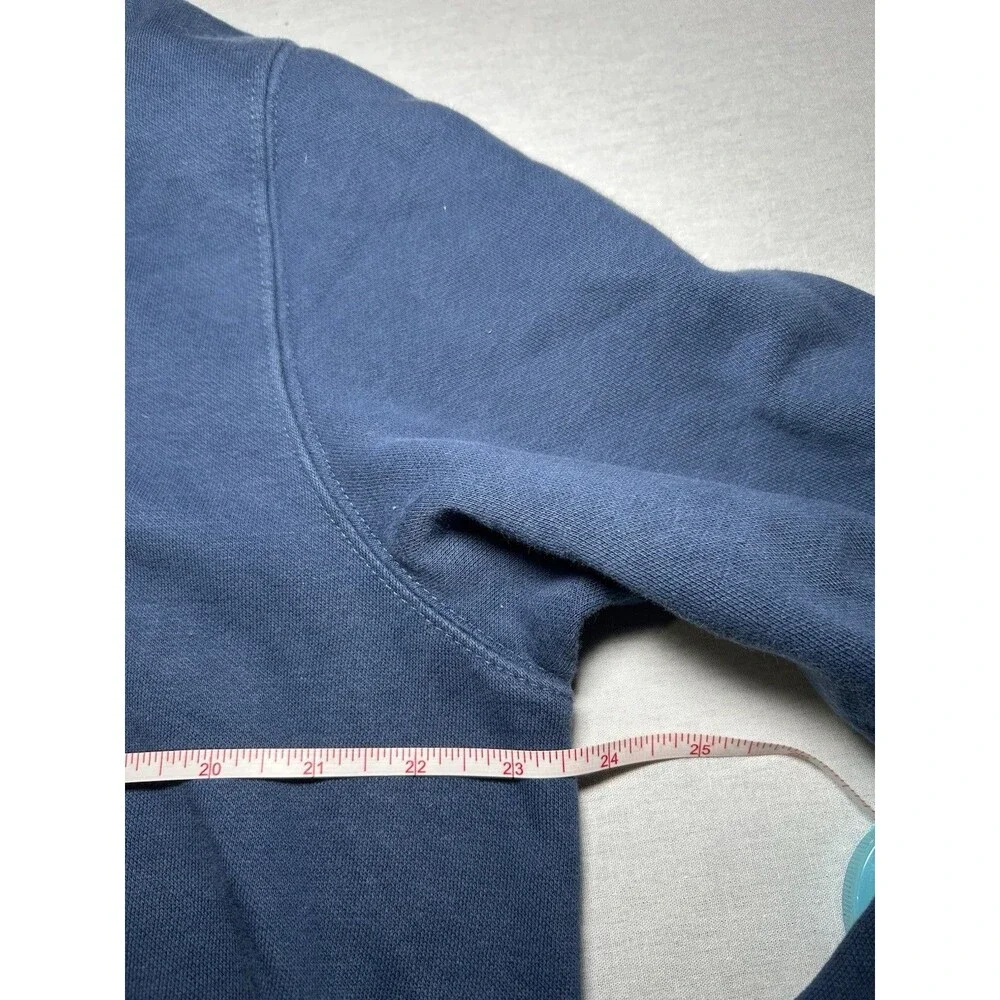 The North Face blue hoodie men's L black screen-printed logo, Gorpcore